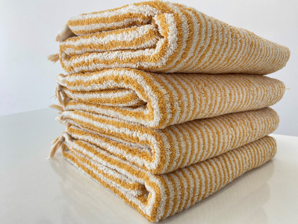 Soft + Thick Bath or Beach Towel - Yellow/White Striped