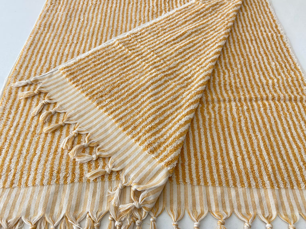 Soft + Thick Bath or Beach Towel - Yellow/White Striped