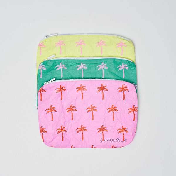 Water Resistant Tyvek Printed Pouch - Pink Neon Palms