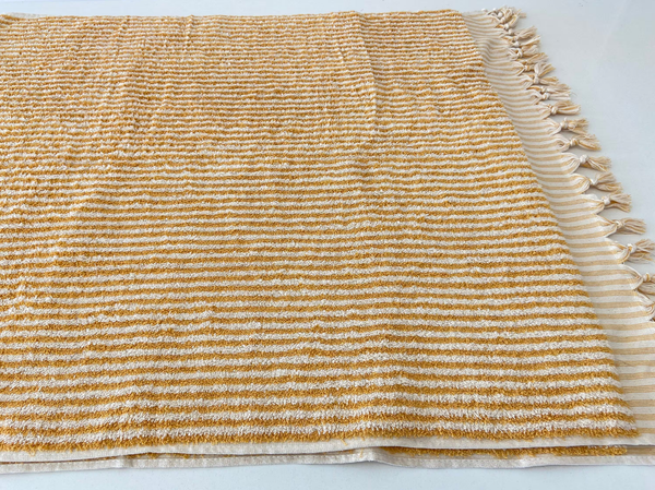 Soft + Thick Bath or Beach Towel - Yellow/White Striped